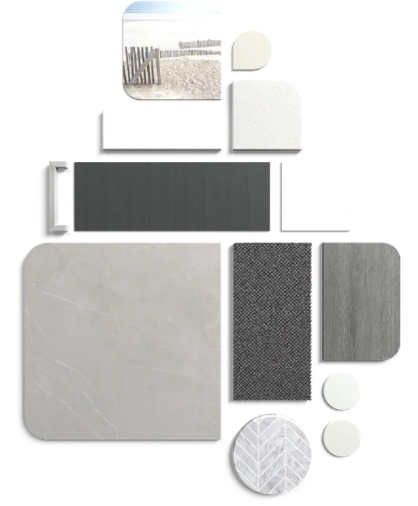 Atlantic Master Colour Style flat lay of materials and finishes