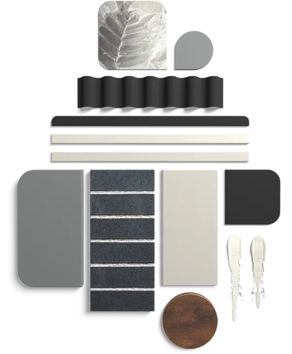 Fossil Master Colour Style flat lay of materials and finishes