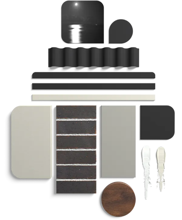 Moonlight Master Colour Style flat lay of materials and finishes