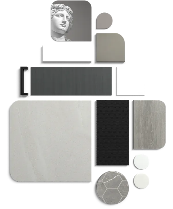 Museo Master Colour Style flat lay of materials and finishes