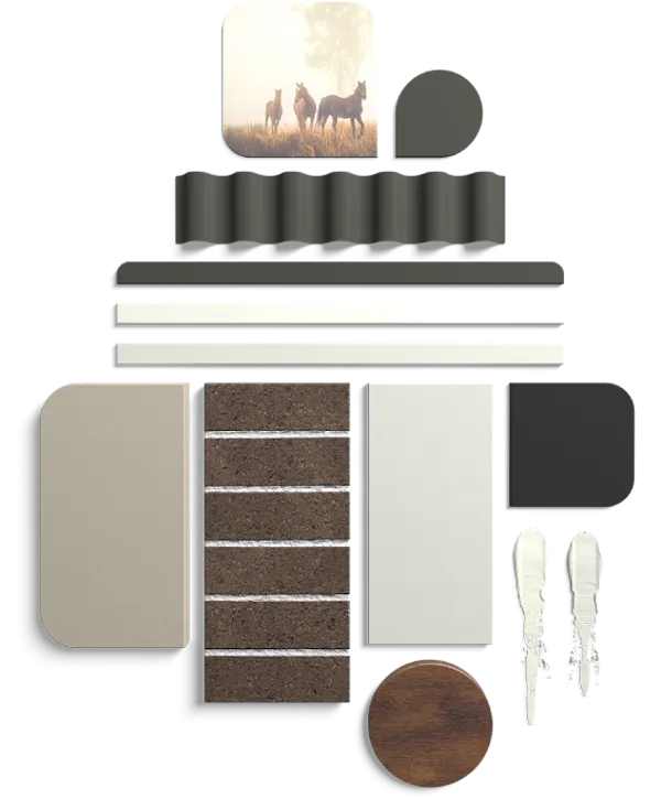 Rustic Master Colour Style flat lay of materials and finishes