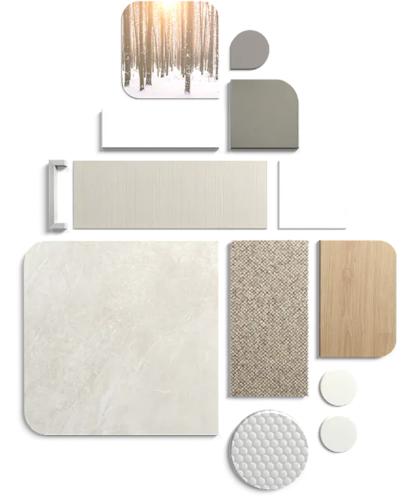 Scandi Master Colour Style flat lay of materials and finishes