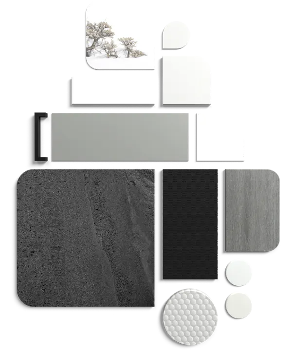Zen Master Colour Style flat lay of materials and finishes